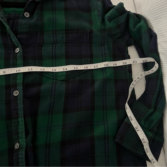 Old Navy Classic Flannel Shirt Green/Navy plaid women’s medium - Picture 6 of 6